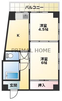 ネオステーションプラザ反町(2K/4階)の間取り写真