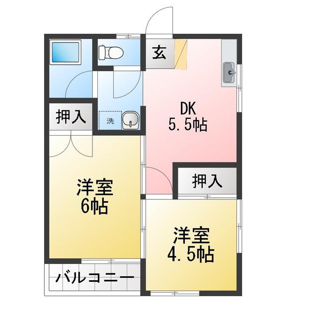 ソアラコーポ(2DK/2階)の間取り写真