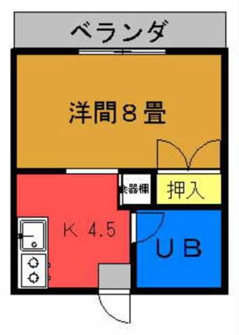 豊和マンション(1DK/2階)の間取り写真