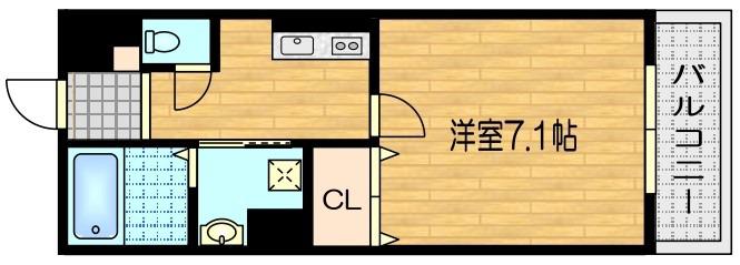 セジュールUMEDA(1K/2階)の間取り写真