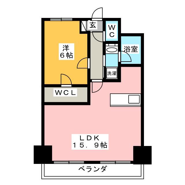 都営新宿線 一之江駅 徒歩1分 13階建 築5年(1LDK/9階)の間取り写真