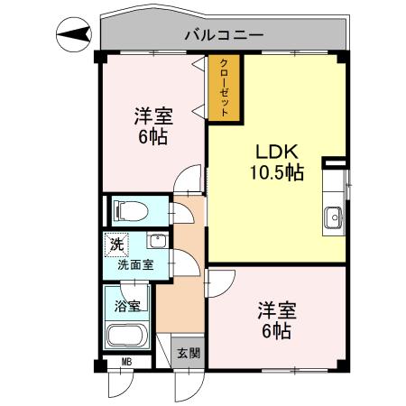 メゾンパレス新大宮(2LDK/3階)の間取り写真