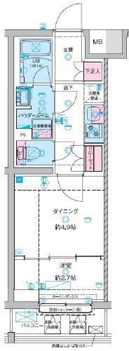 GENOVIA竹ノ塚(1DK/3階)の間取り写真