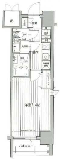 MID COURT UMEKITA(1K/7階)の間取り写真