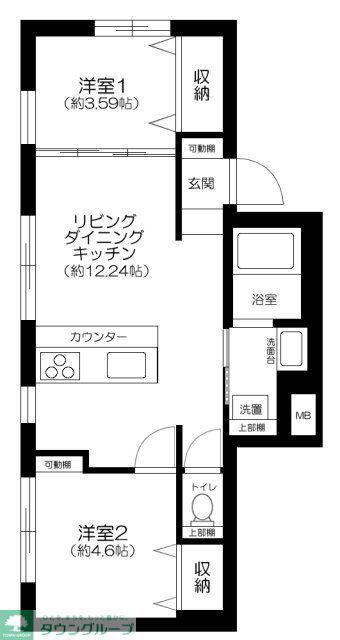 新宿早稲田レーベル(2LDK/5階)の間取り写真