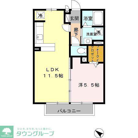 エバーグリーンガーデンB(1LDK/2階)の間取り写真