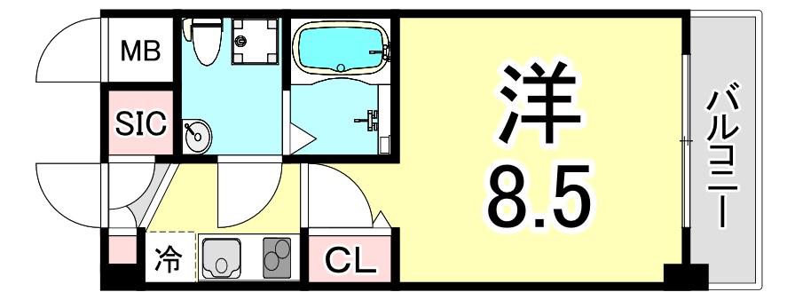 セレニテ甲子園I(1K/7階)の間取り写真