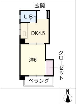 シャトーレノグチ(1DK/2階)の間取り写真