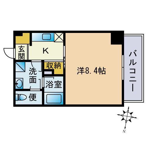 PARKBEAR業平(1K/5階)の間取り写真