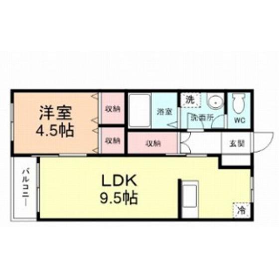 エクセルヒルズB棟(1LDK/2階)の間取り写真