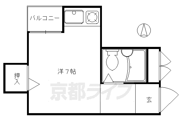福野マンション(ワンルーム/2階)の間取り写真