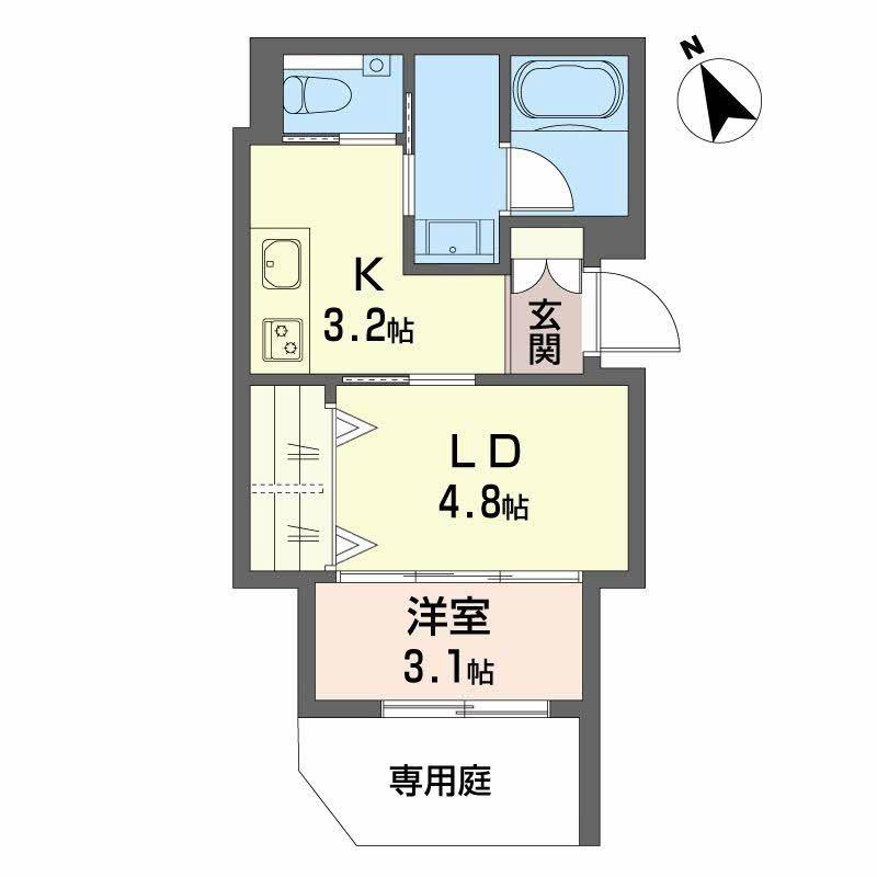 RIO COLLINA 東山(1LDK/1階)の間取り写真