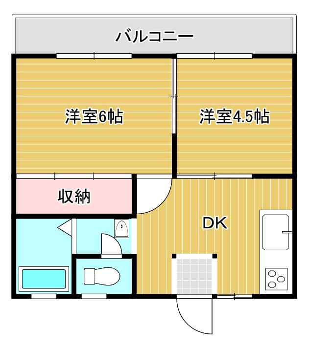 中島ハイツ(2DK/1階)の間取り写真