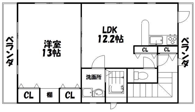 MICHIKO(1LDK/3階)の間取り写真