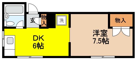 パル魚崎(1DK/1階)の間取り写真