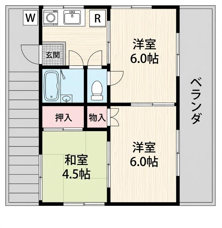 グリーンプラッツ(3K/2階)の間取り写真