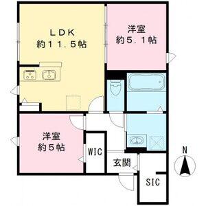 ユアメゾン 富松(2LDK/1階)の間取り写真