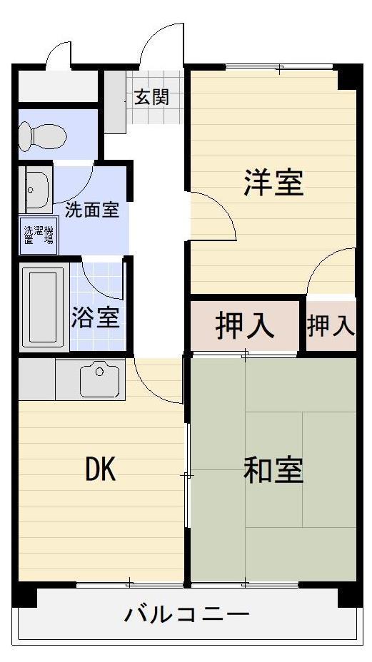 ベルトピア米子 B(2DK/1階)の間取り写真