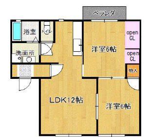 メンバーズタウン紫竹山A棟(2LDK/2階)の間取り写真