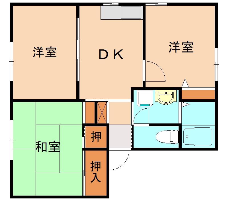 ディアスK(3DK/1階)の間取り写真