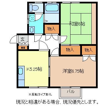 戸根川コーポ(2K/1階)の間取り写真