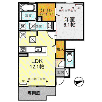 アムール シェノン(1LDK/1階)の間取り写真
