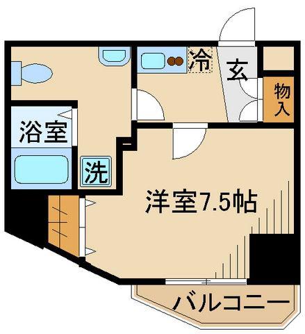 ハーモニーレジデンス府中の杜(1K/7階)の間取り写真