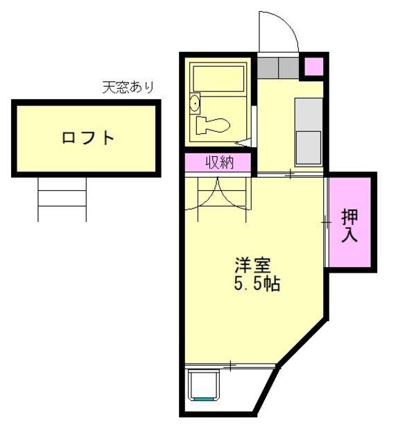 ジュネス白樺(1K/2階)の間取り写真