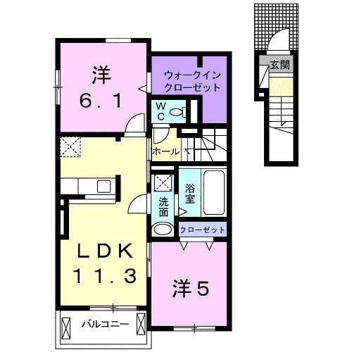ブレイブA(2LDK/2階)の間取り写真