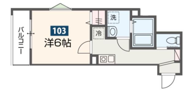 MELDIA福生II(1K/1階)の間取り写真