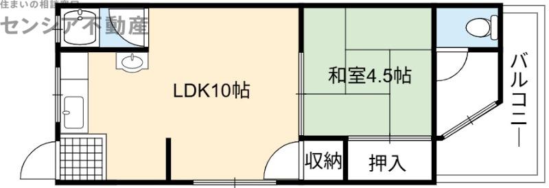 稲田シャトークワジマ(1LDK/3階)の間取り写真