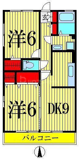 フィロス(2DK/1階)の間取り写真