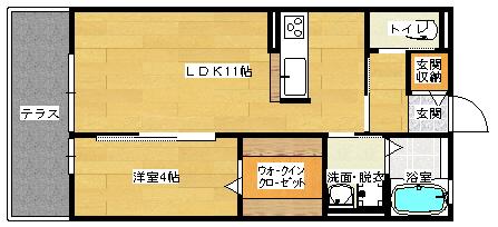 フローラルハウス(1LDK/1階)の間取り写真