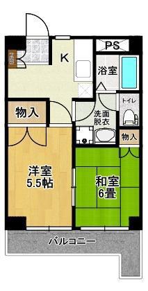 サンスクエア深田台 A棟(2K/7階)の間取り写真