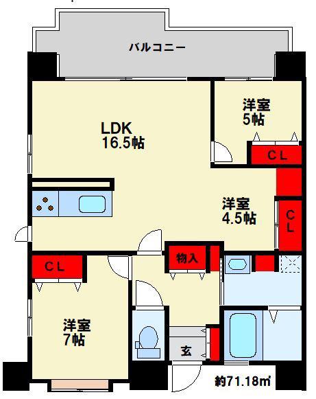 アルフィーネ原田駅前(3LDK/10階)の間取り写真