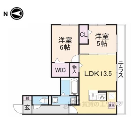オンディーヌ富雄(2LDK/1階)の間取り写真