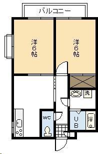 コーポ松永(2DK/2階)の間取り写真