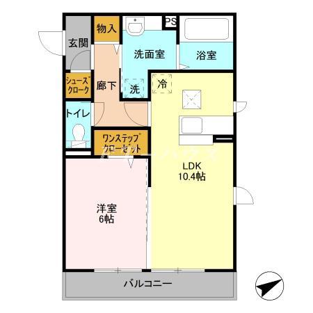 カメリア(1LDK/1階)の間取り写真