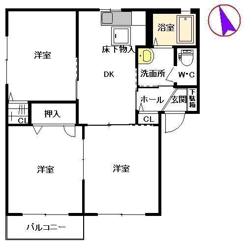 セゾン菜の実(3DK/1階)の間取り写真