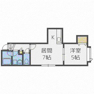 ウィッシュ(1LDK/1階)の間取り写真