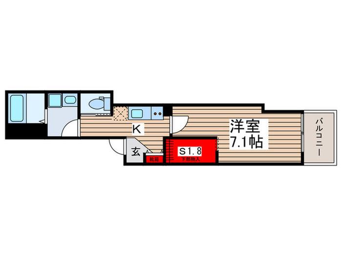 BELLA CORTE浦和本太(1SK/1階)の間取り写真