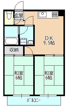 メゾン笹山(2DK/3階)の間取り写真
