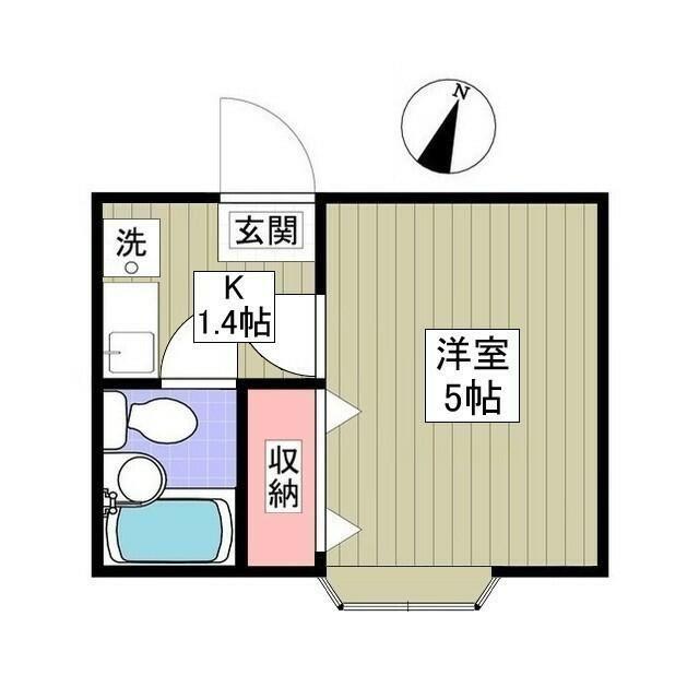 ザ・ウェーブ西ケ丘(1K/1階)の間取り写真