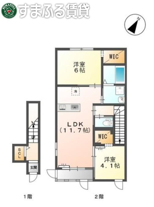 ノーベル菜々(2LDK/2階)の間取り写真