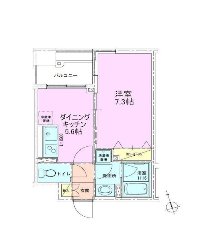 銀座レジデンス壱番館(1DK/12階)の間取り写真