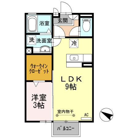 ラヴリィ・パートナー A/B(1LDK/2階)の間取り写真