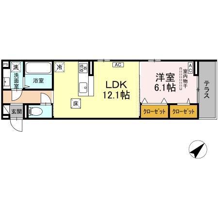 アーバングレイス宮千代1丁目 I(1LDK/1階)の間取り写真