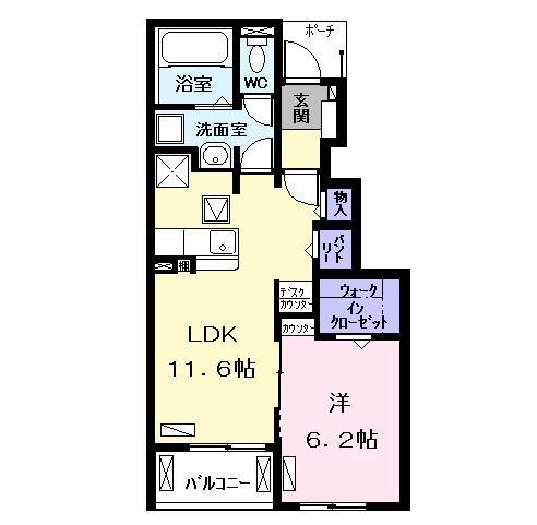 シャルマンカーラA(1LDK/1階)の間取り写真