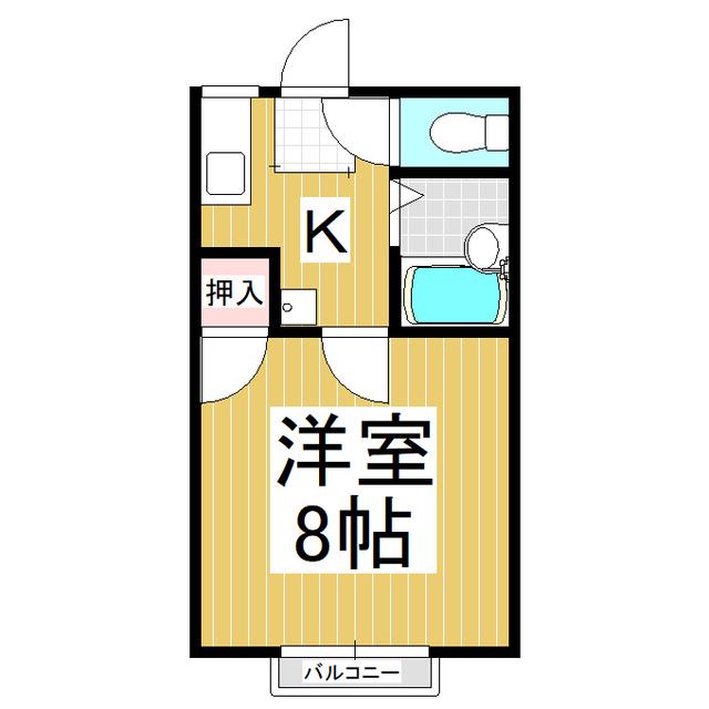 シャトリエ 南(1K/2階)の間取り写真
