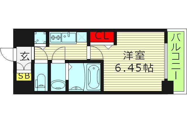 ALIVIS今福鶴見駅前(1K/6階)の間取り写真